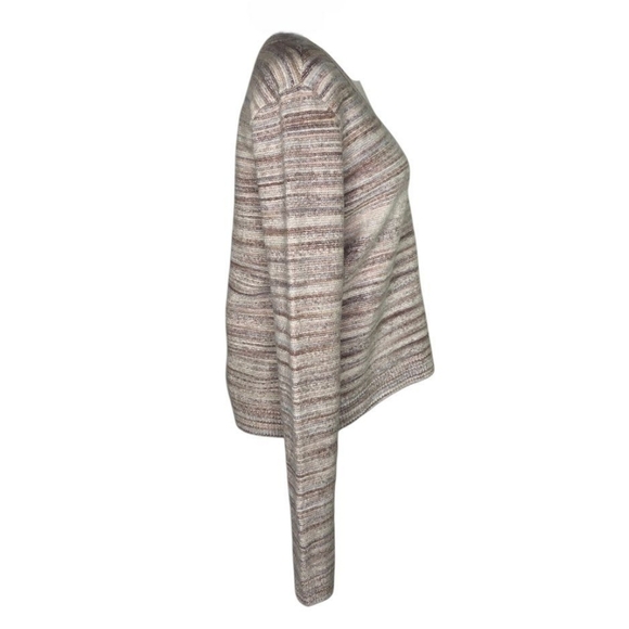 ATM Anthony Thomas Melillo Space Dyed V-Neck Sweater Neutral Stripe Small NWT - Picture 9 of 11